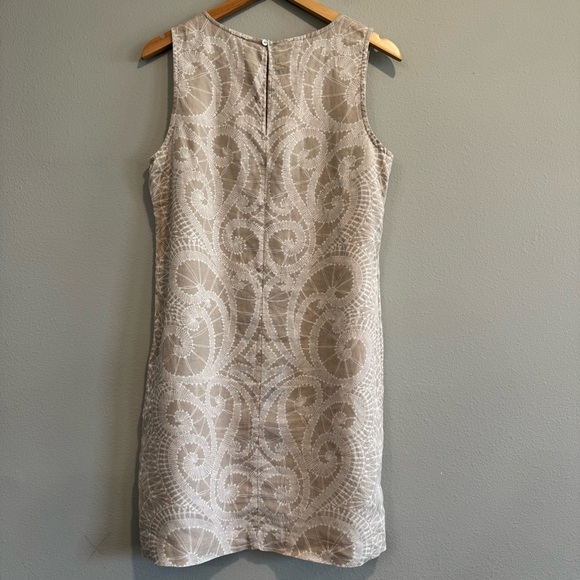 Kenar Elegant Beige Patterned Linen Dress Beach Resort Summer 8 - Picture 2 of 4